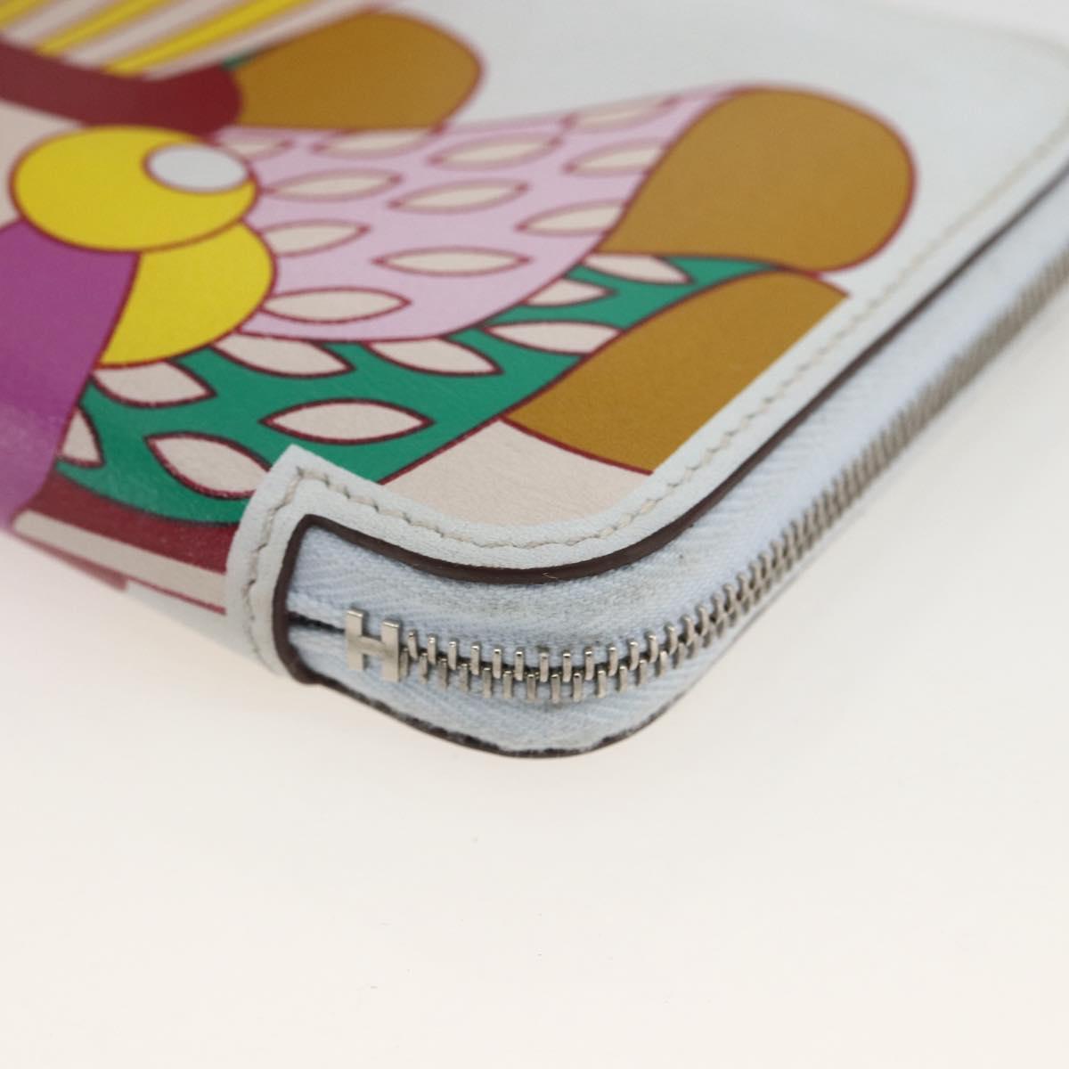 HERMES Azap Compact Silk in Wallet Leather Multicolor Silver Auth LNZ572SAM