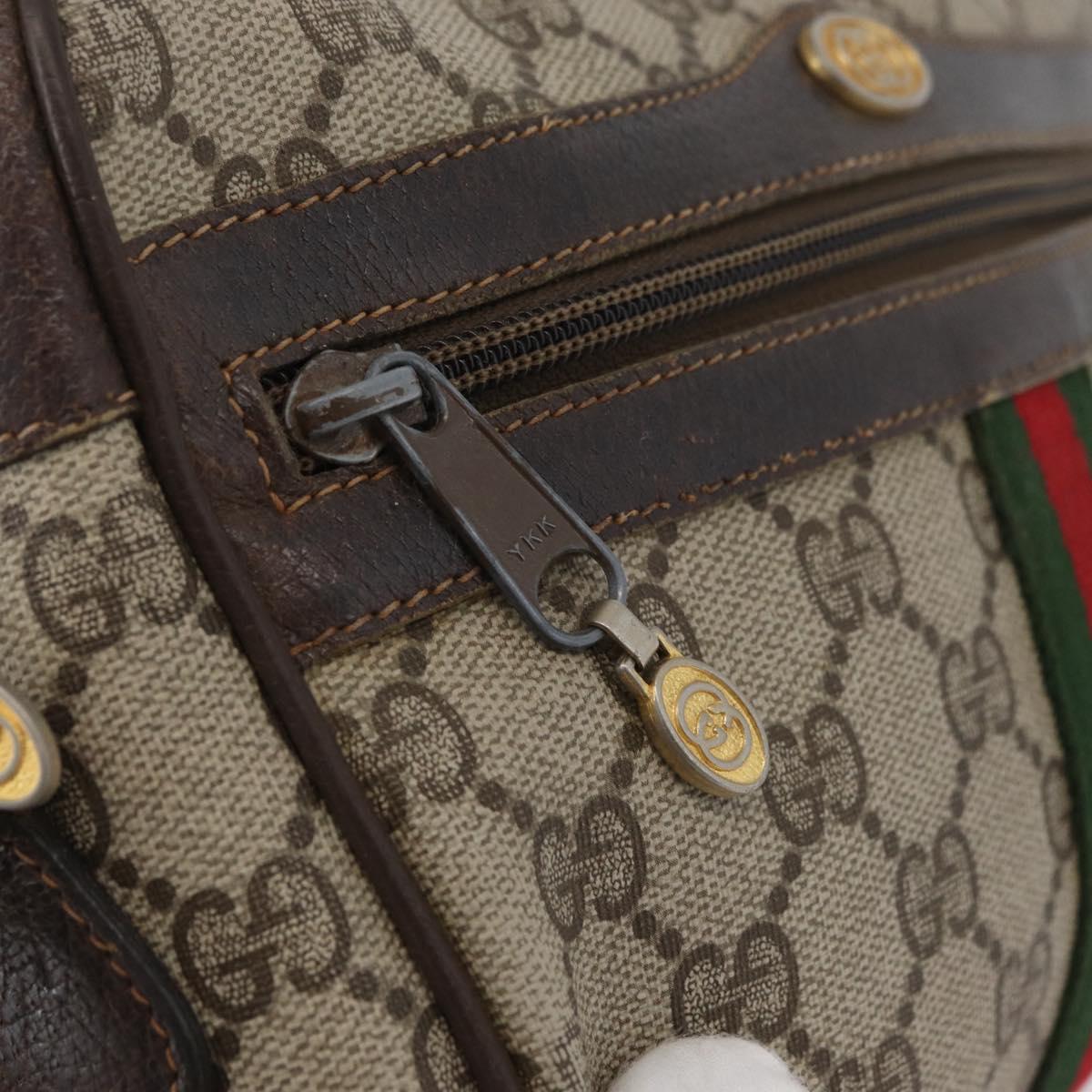GUCCI GG Supreme Web Sherry Line Bag PVC Beige Gold 67 02 004 Auth LNZ594