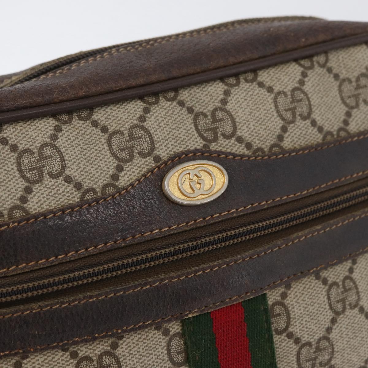 GUCCI GG Supreme Web Sherry Line Bag PVC Beige Gold 67 02 004 Auth LNZ594