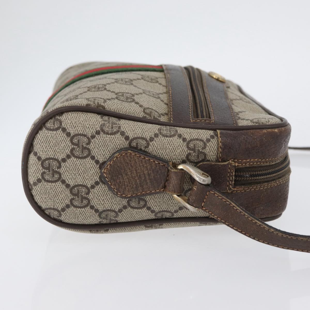 GUCCI GG Supreme Web Sherry Line Bag PVC Beige Gold 67 02 004 Auth LNZ594