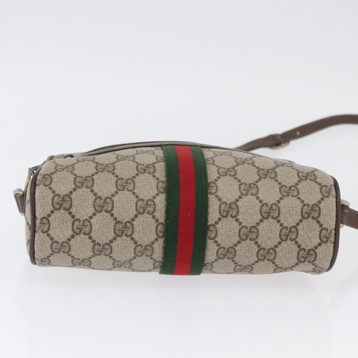 GUCCI GG Supreme Web Sherry Line Bag PVC Beige Gold 67 02 004 Auth LNZ594