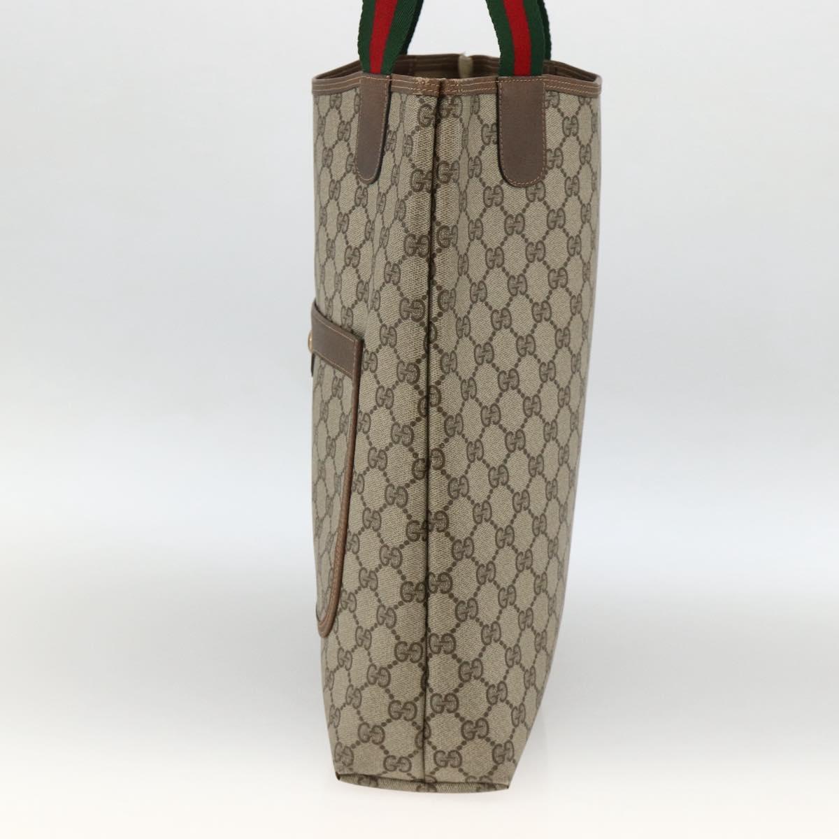 GUCCI GG Supreme Web Sherry Line Tote Bag PVC Beige Red 39 02 0031 Auth LNZ596
