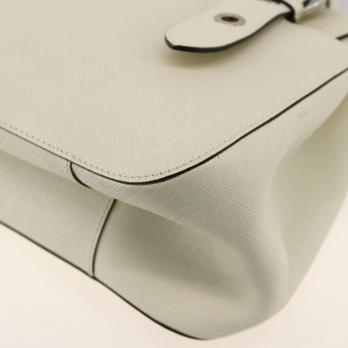 Salvatore Ferragamo Gancini Hand Bag Leather Ivory Silver Auth LNZ599A