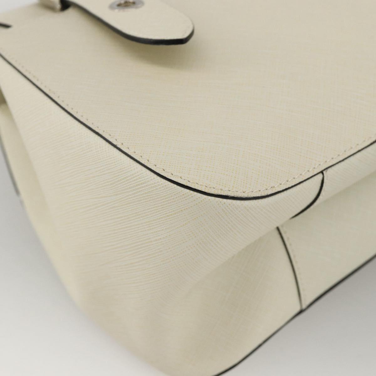 Salvatore Ferragamo Gancini Hand Bag Leather Ivory Silver Auth LNZ599A