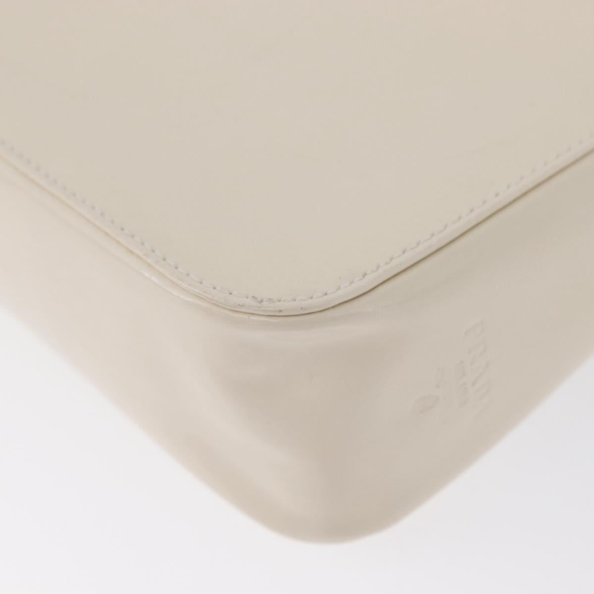 PRADA Shoulder Bag Patent leather Ivory Silver Auth LNZ602