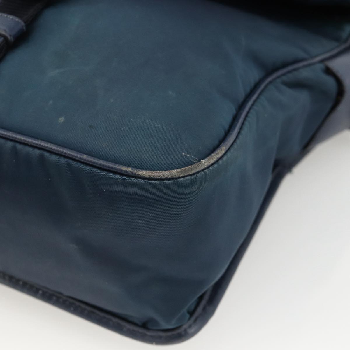 PRADA Shoulder Bag Nylon Navy Silver Auth LNZ603