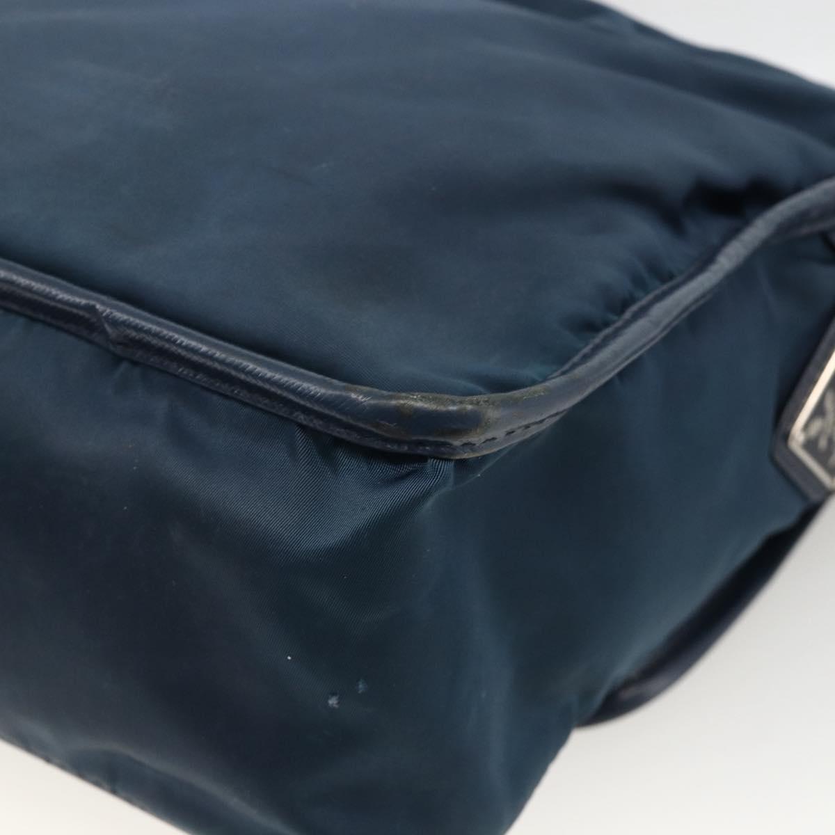 PRADA Shoulder Bag Nylon Navy Silver Auth LNZ603