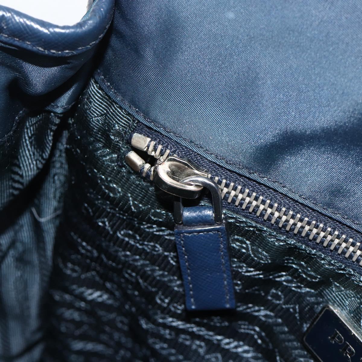 PRADA Shoulder Bag Nylon Navy Silver Auth LNZ603