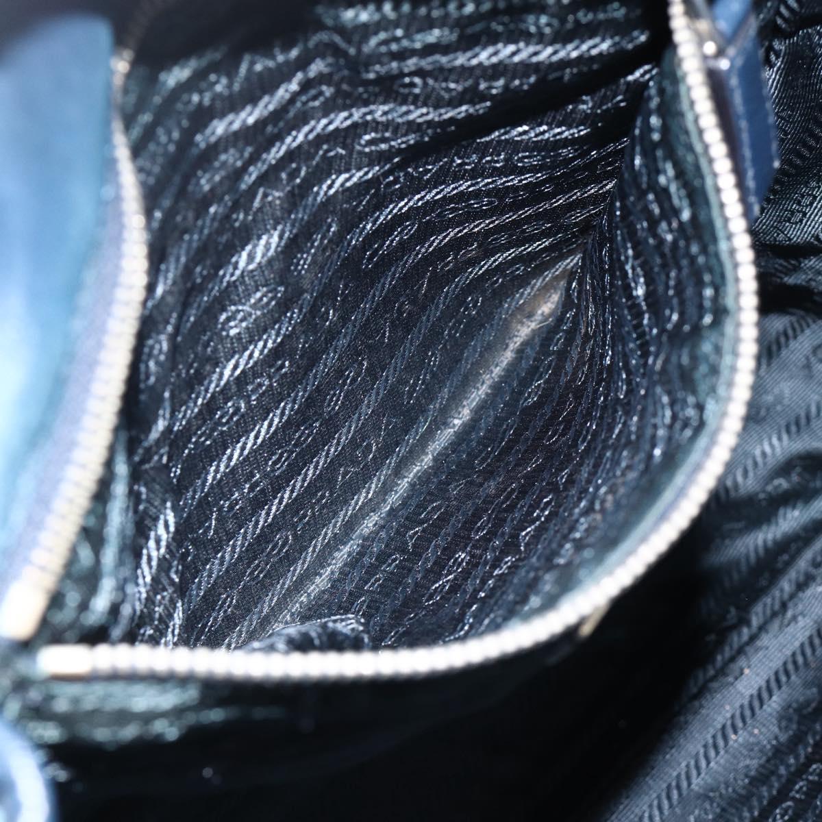 PRADA Shoulder Bag Nylon Navy Silver Auth LNZ603