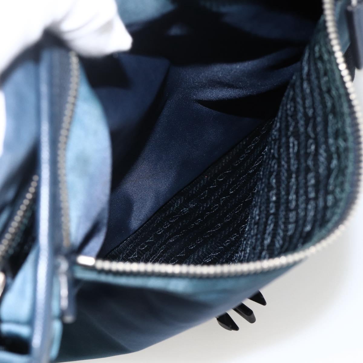 PRADA Shoulder Bag Nylon Navy Silver Auth LNZ603