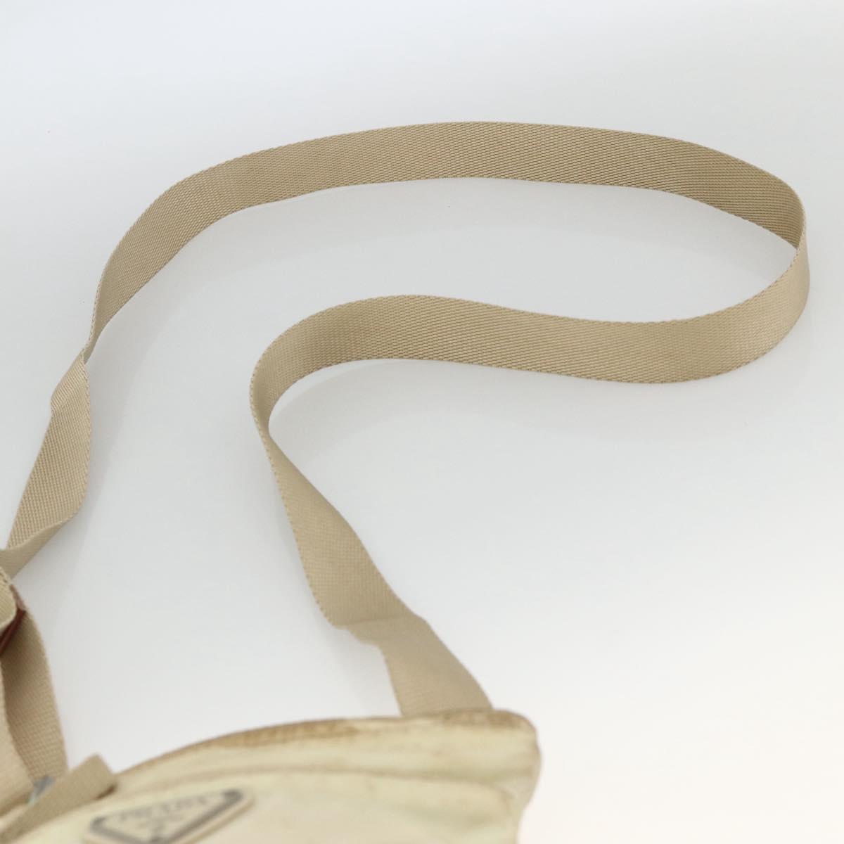 PRADA Shoulder Bag Nylon Beige Silver Auth LNZ604