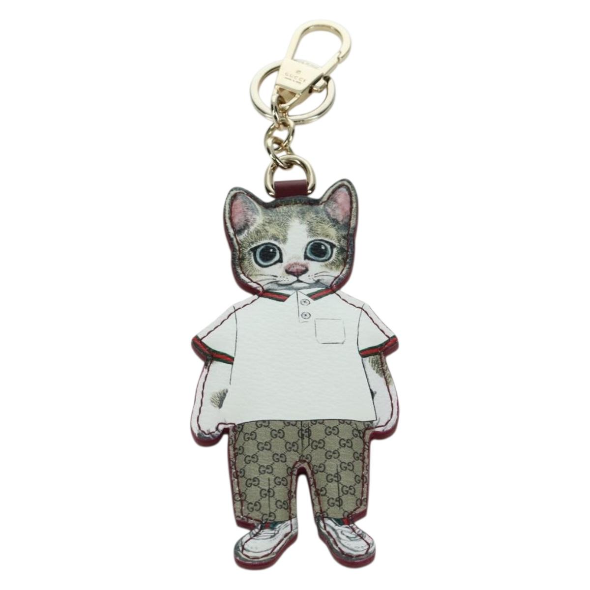 GUCCI GG Supreme Boris Yuko Higuchi Charm PVC Beige Auth LNZ613SM