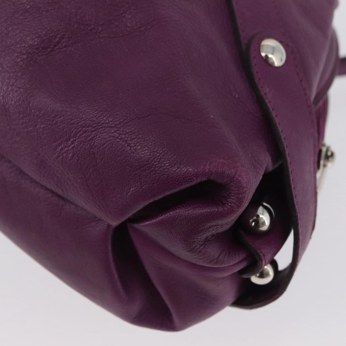 Salvatore Ferragamo Gancini Hand Bag Leather Purple Silver Auth LNZ629