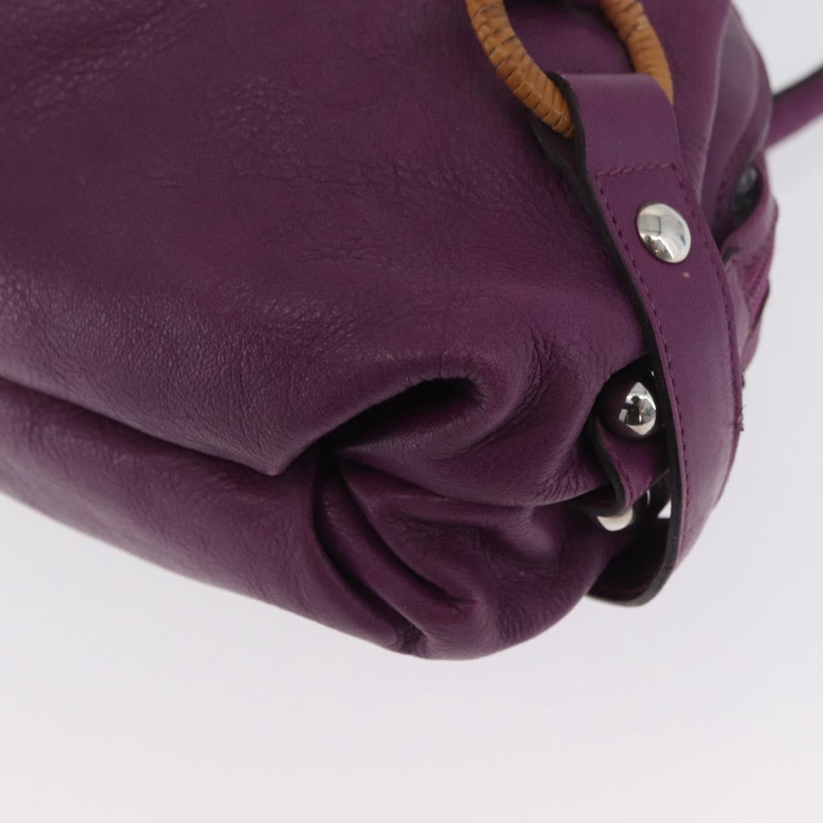Salvatore Ferragamo Gancini Hand Bag Leather Purple Silver Auth LNZ629