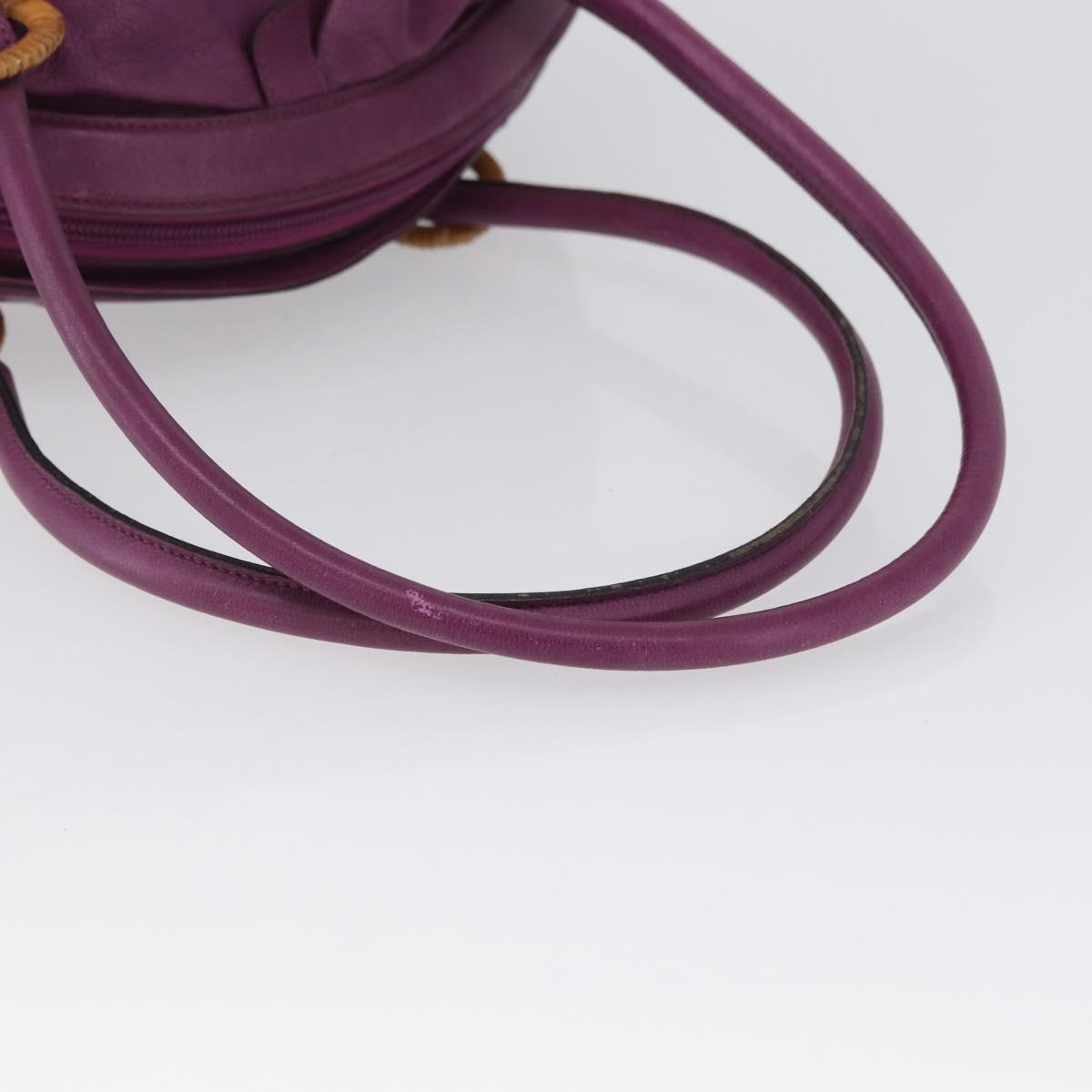 Salvatore Ferragamo Gancini Hand Bag Leather Purple Silver Auth LNZ629