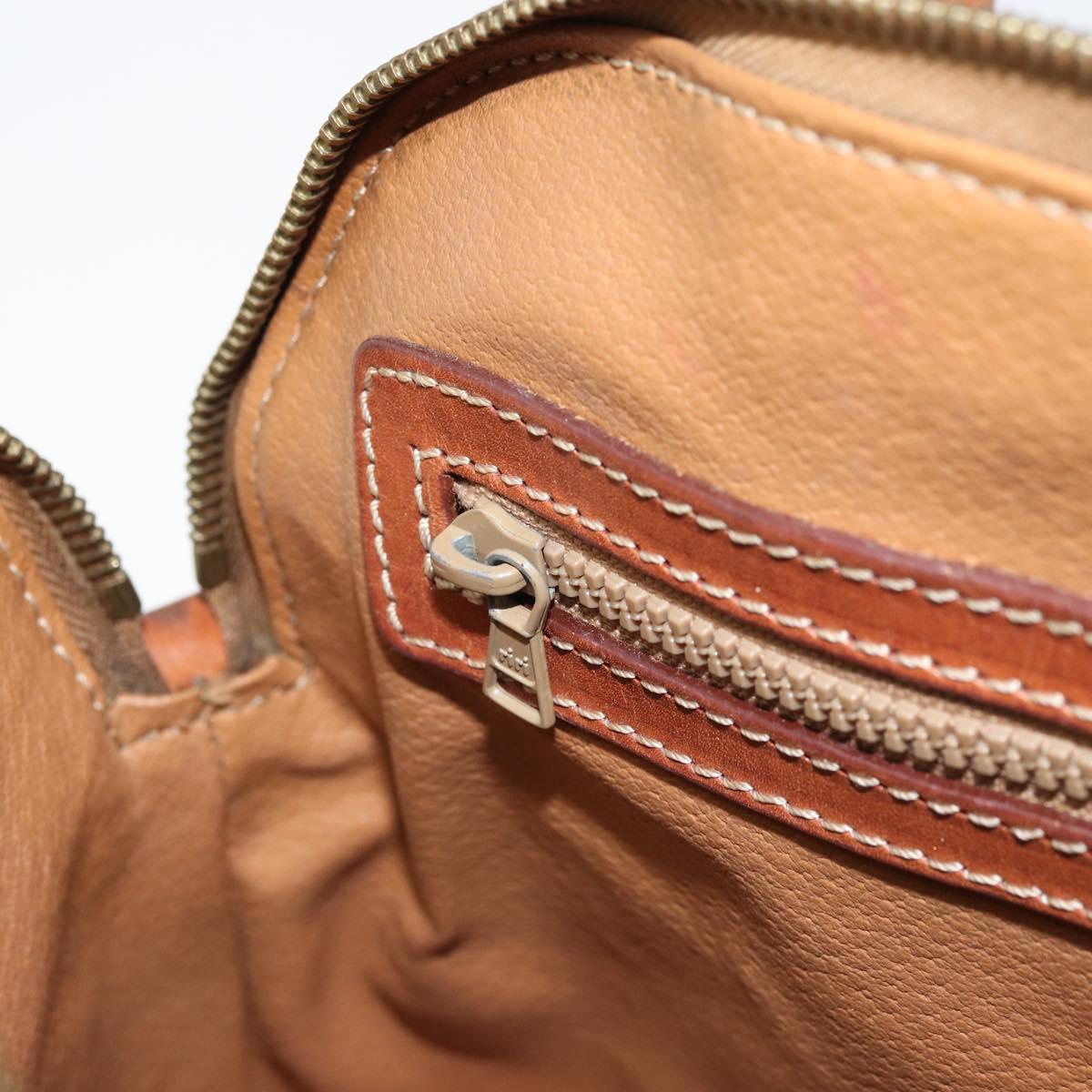 CELINE Macadam Canvas Hand Bag PVC Leather 2way Brown Gold Auth LNZ630