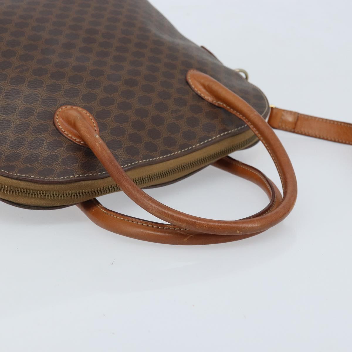 CELINE Macadam Canvas Hand Bag PVC Leather 2way Brown Gold Auth LNZ630