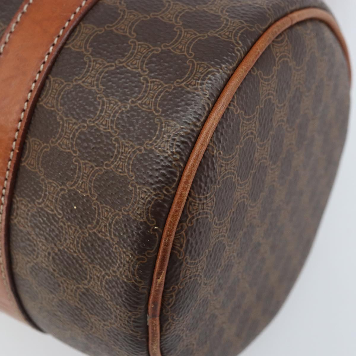 CELINE Macadam Canvas Hand Bag PVC Leather Brown Gold Auth LNZ631