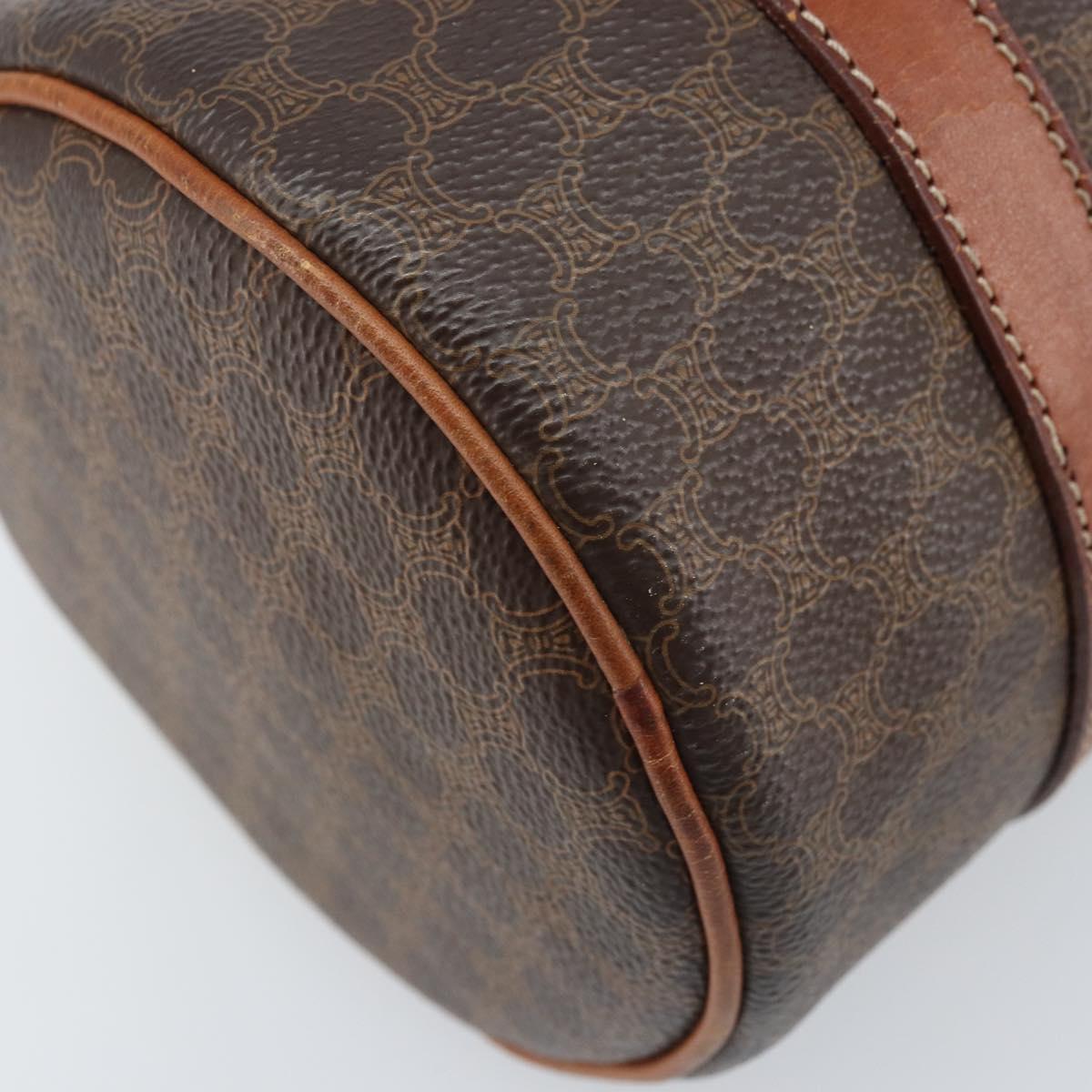 CELINE Macadam Canvas Hand Bag PVC Leather Brown Gold Auth LNZ631