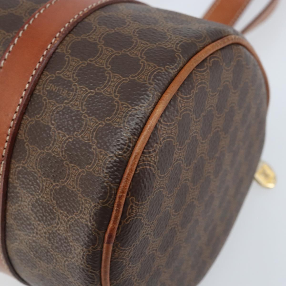CELINE Macadam Canvas Hand Bag PVC Leather Brown Gold Auth LNZ631