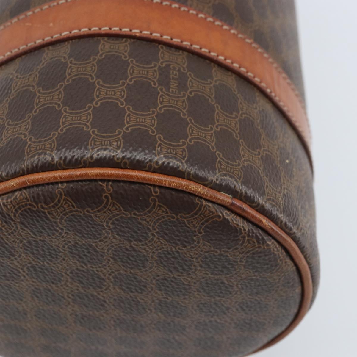 CELINE Macadam Canvas Hand Bag PVC Leather Brown Gold Auth LNZ631