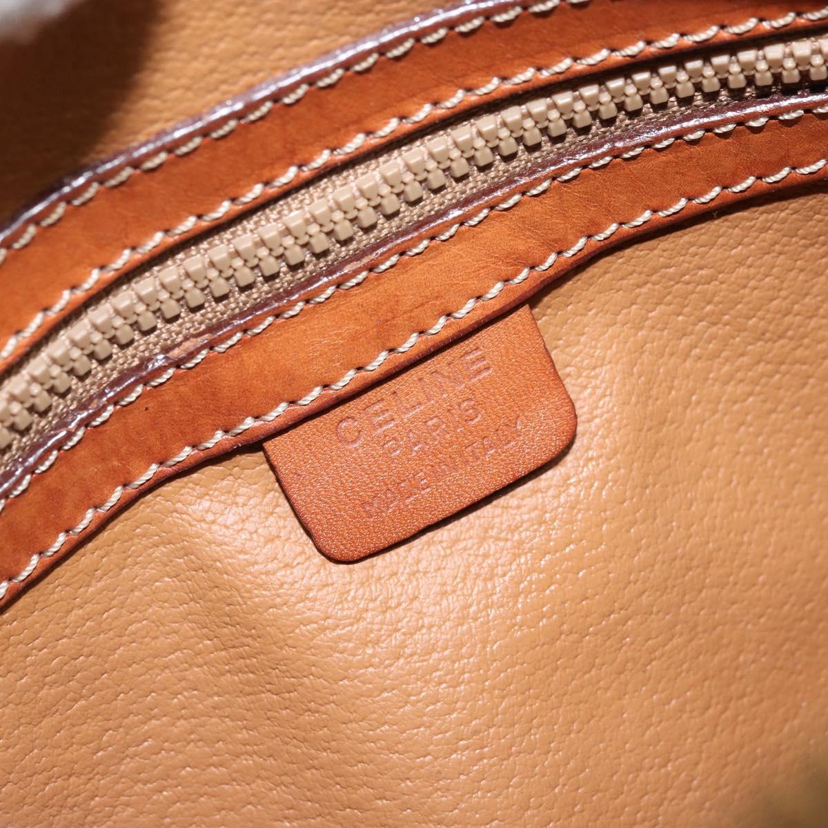 CELINE Macadam Canvas Hand Bag PVC Leather Brown Gold Auth LNZ631