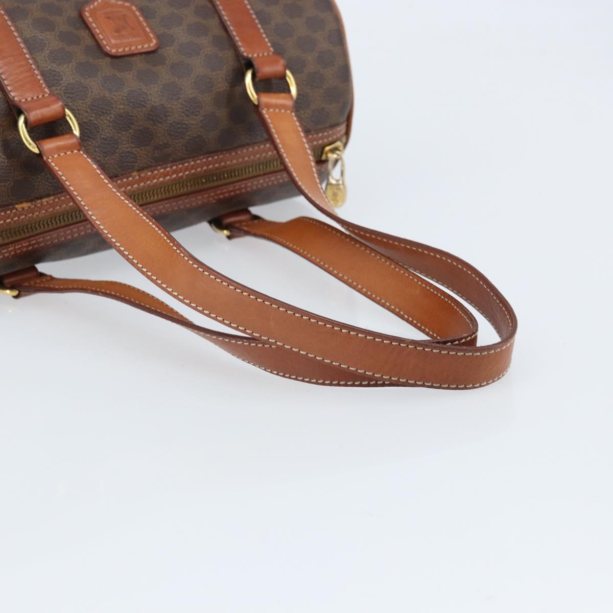 CELINE Macadam Canvas Hand Bag PVC Leather Brown Gold Auth LNZ631