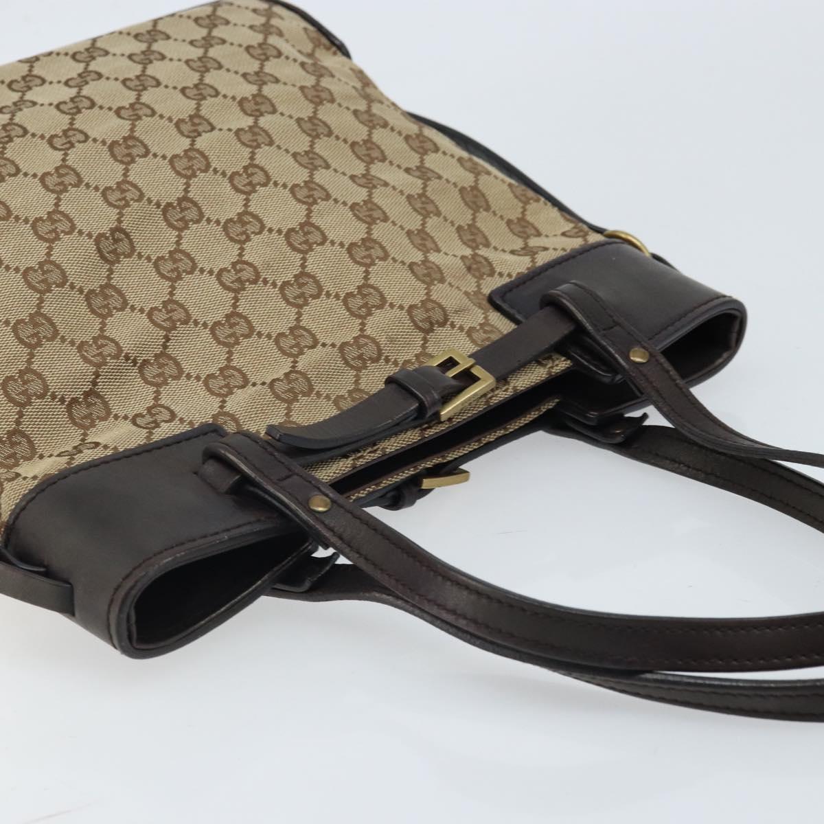 GUCCI GG Canvas Hand Bag Beige Gold 107757 Auth LNZ637