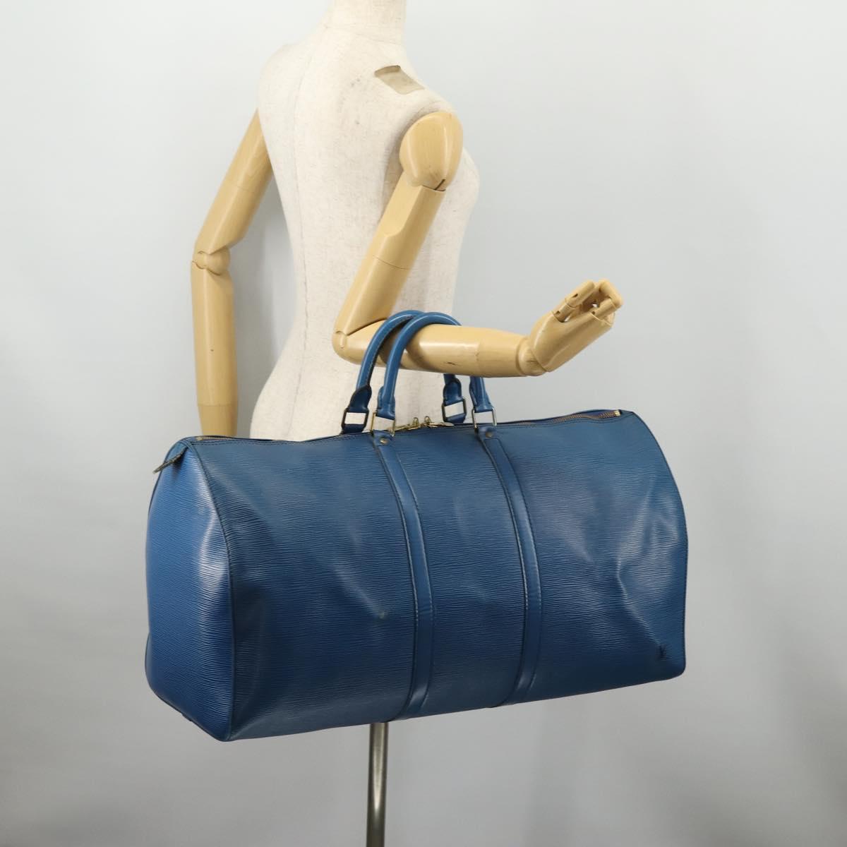 LOUIS VUITTON Epi Keepall 55 Boston Bag Toledo Blue M42955 LV Auth LNZ652A