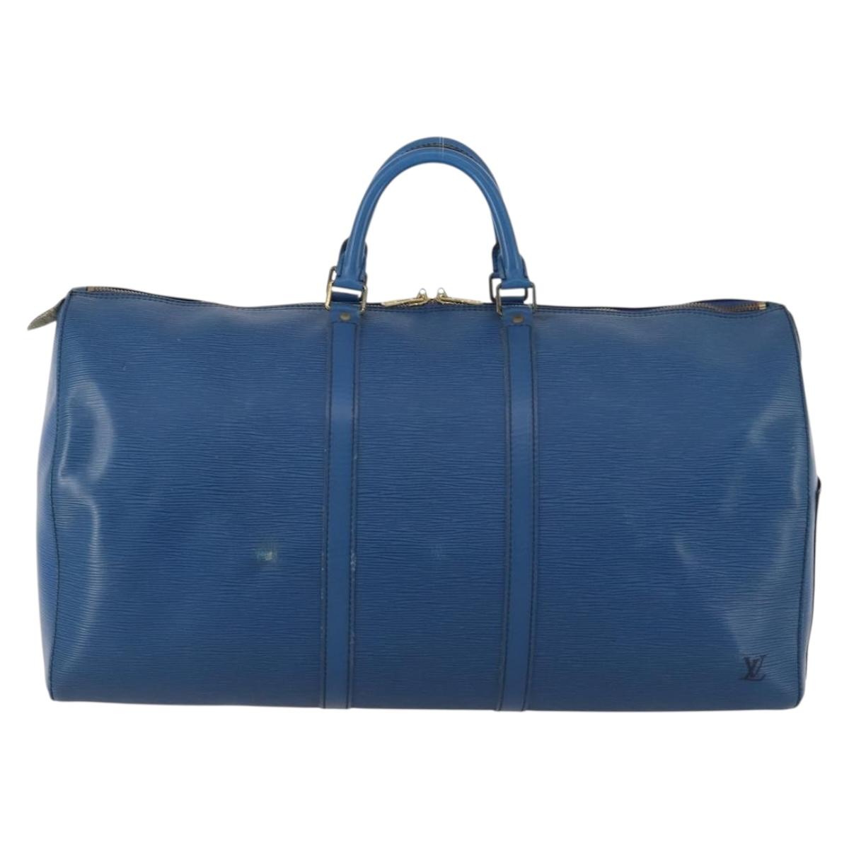 LOUIS VUITTON Epi Keepall 55 Boston Bag Toledo Blue M42955 LV Auth LNZ652A