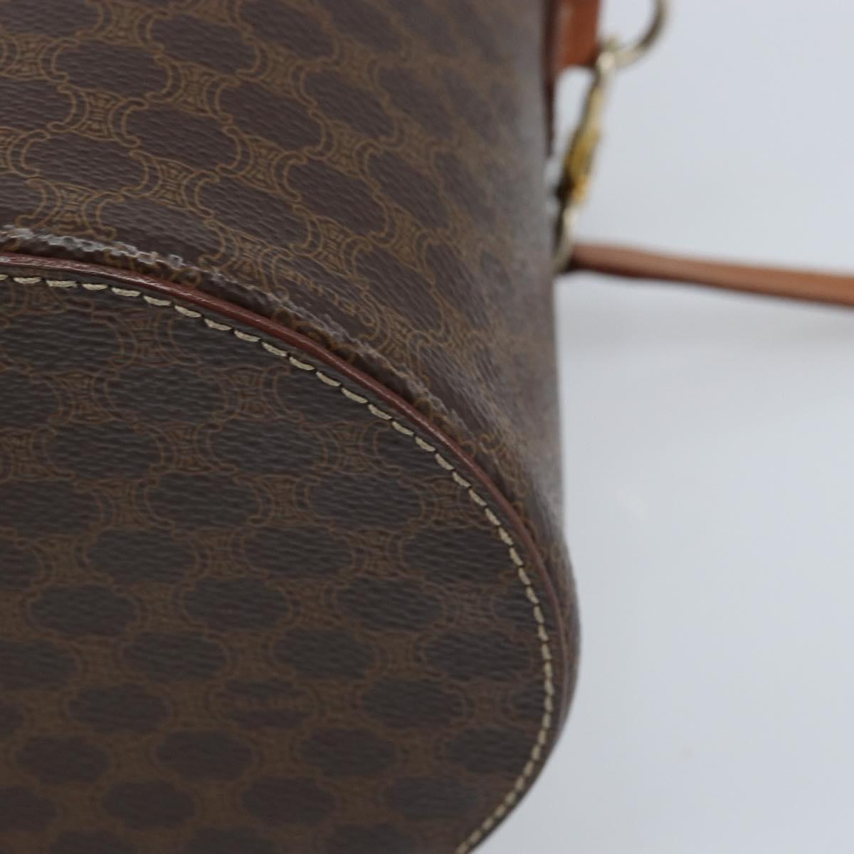 CELINE Macadam Canvas Shoulder Bag PVC Leather Brown Gold Auth LNZ654A