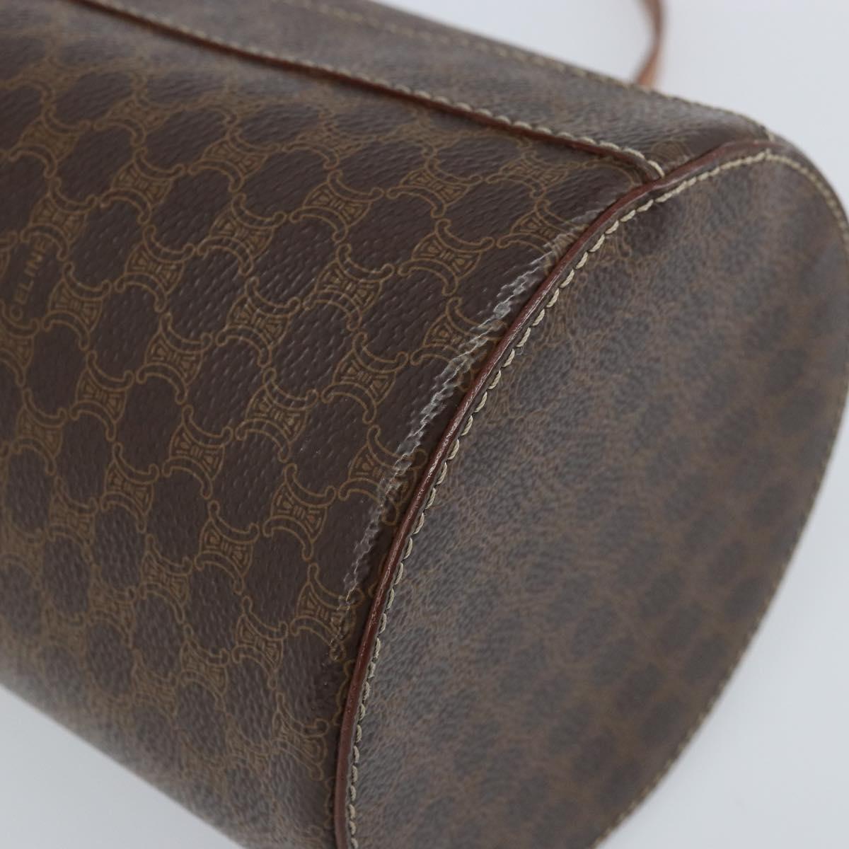 CELINE Macadam Canvas Shoulder Bag PVC Leather Brown Gold Auth LNZ654A