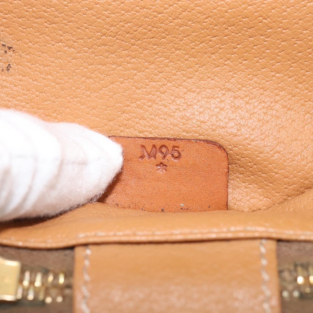 CELINE Macadam Canvas Shoulder Bag PVC Leather Brown Gold Auth LNZ654A