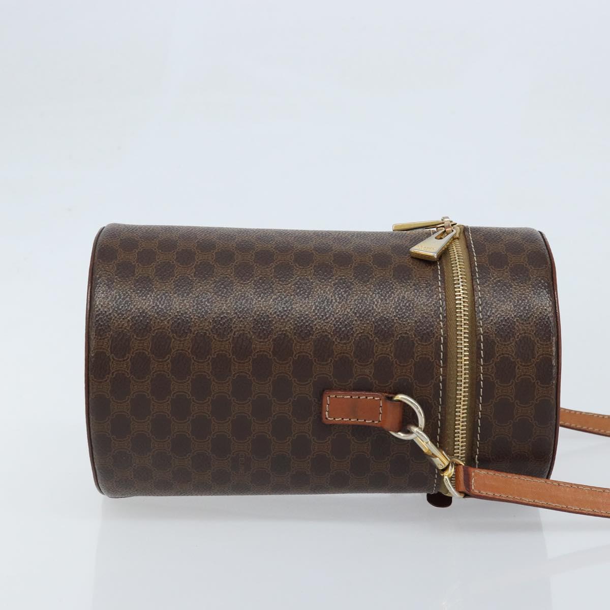 CELINE Macadam Canvas Shoulder Bag PVC Leather Brown Gold Auth LNZ654A