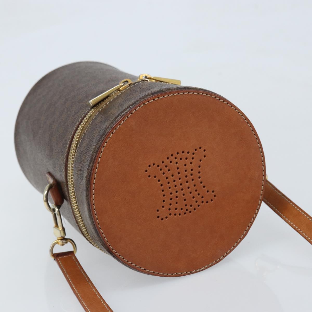 CELINE Macadam Canvas Shoulder Bag PVC Leather Brown Gold Auth LNZ654A