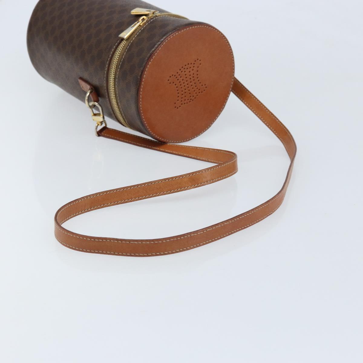 CELINE Macadam Canvas Shoulder Bag PVC Leather Brown Gold Auth LNZ654A