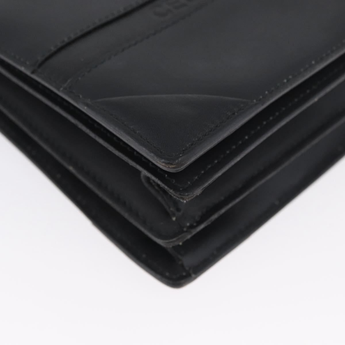CELINE Shoulder Bag Leather Black Gold Auth LNZ656