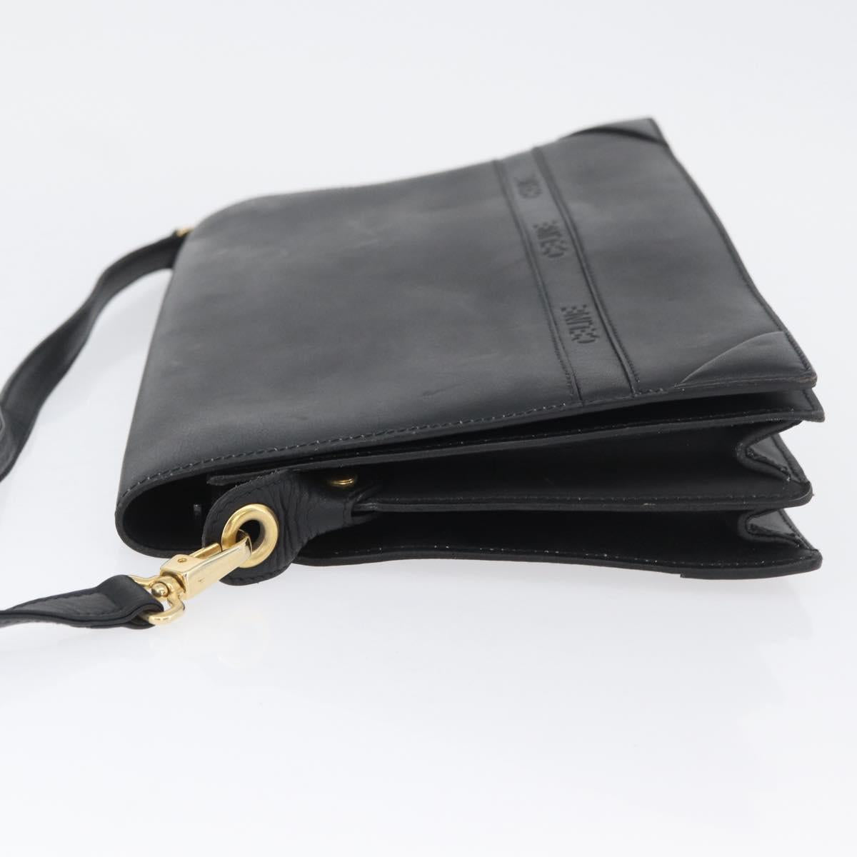 CELINE Shoulder Bag Leather Black Gold Auth LNZ656