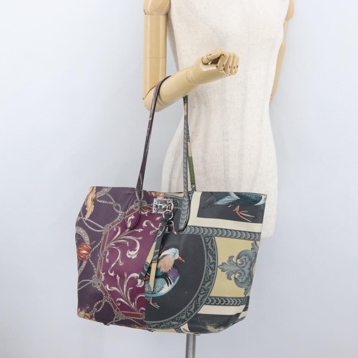 Salvatore Ferragamo Gancini Tote Bag Leather Multicolor Silver Auth LNZ658