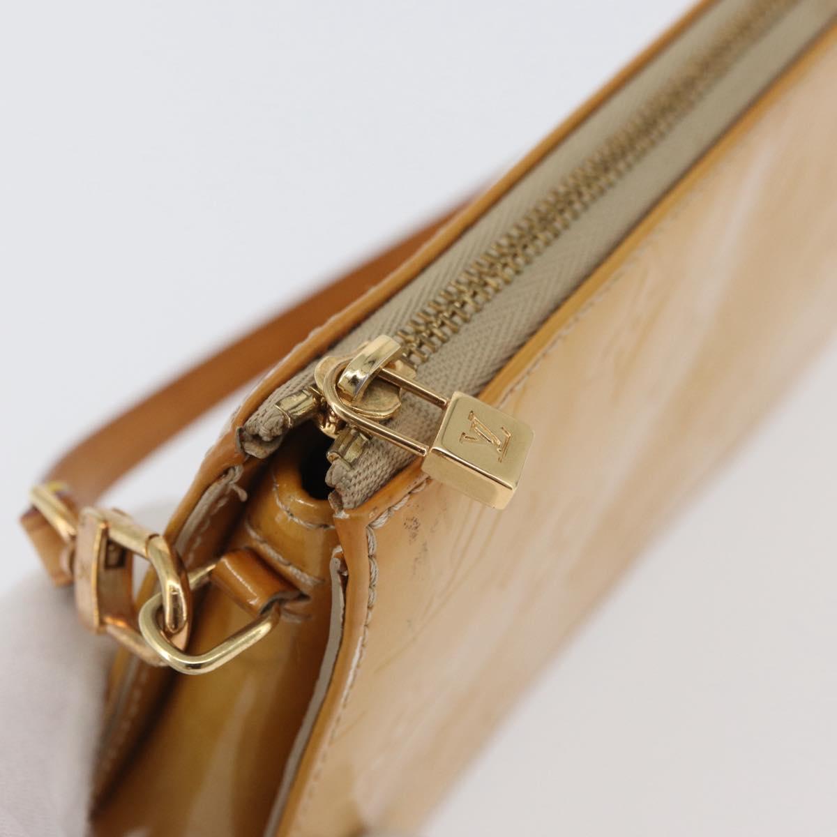 LOUIS VUITTON Monogram Vernis Lexington Pouch Beige M91010 LV Auth LNZ662