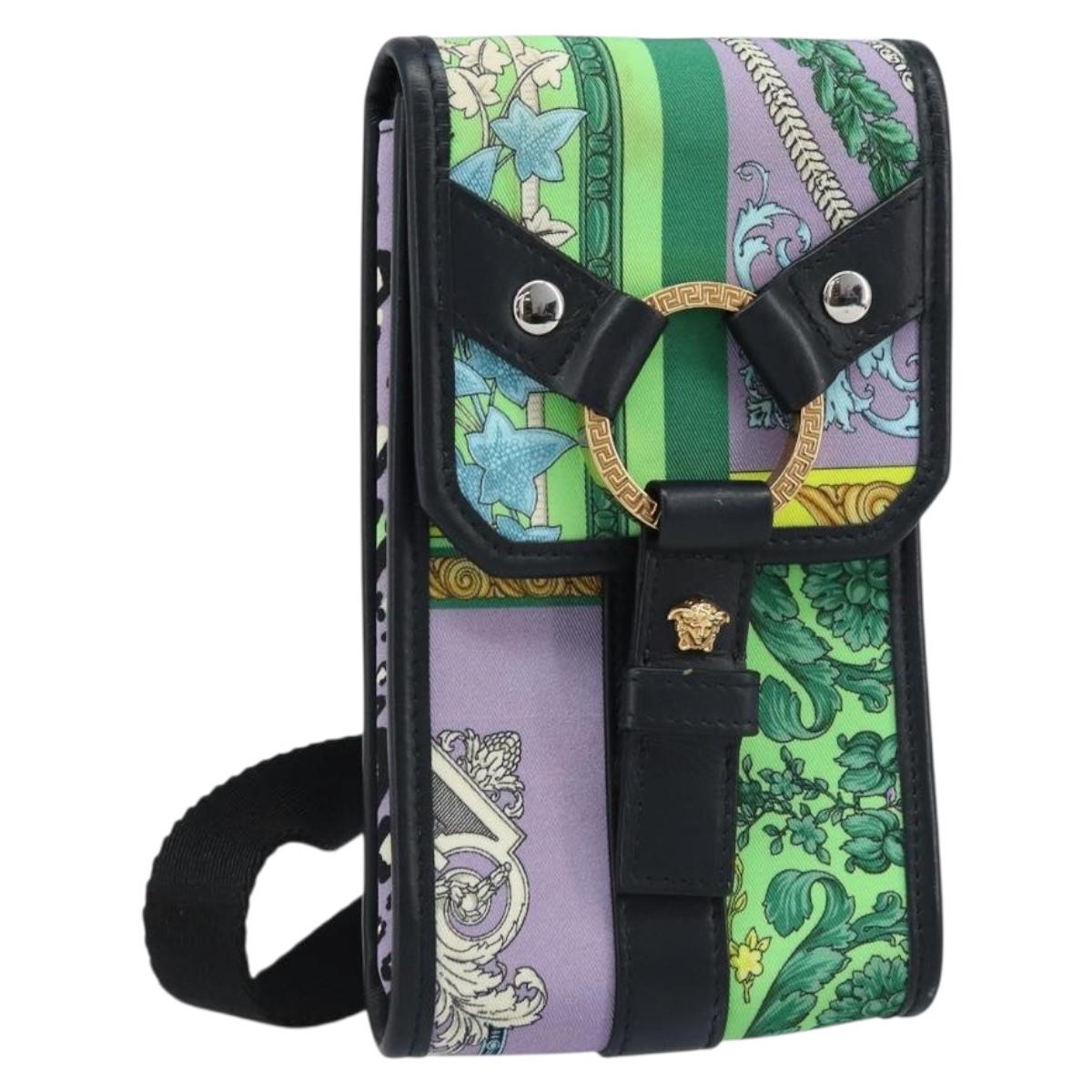 Gianni Versace Neck Pouch Shoulder Bag Nylon Multicolor Gold Auth LNZ671A