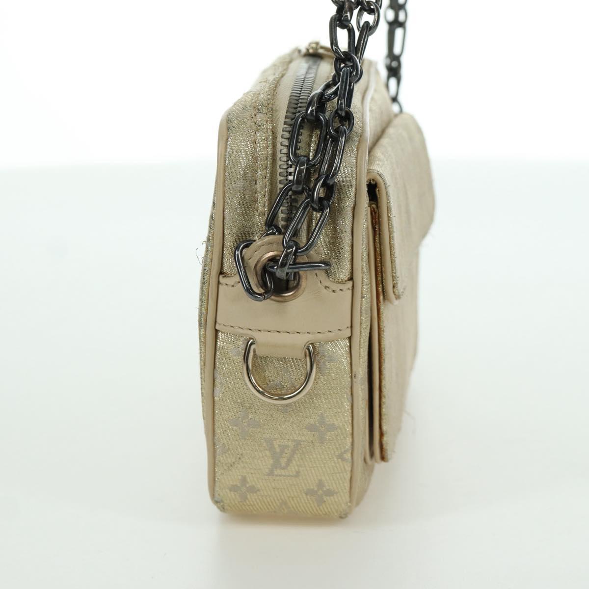 LOUIS VUITTON Monogram Shine Chain McKenna Bag Silver M92362 LV Auth LNZ672V