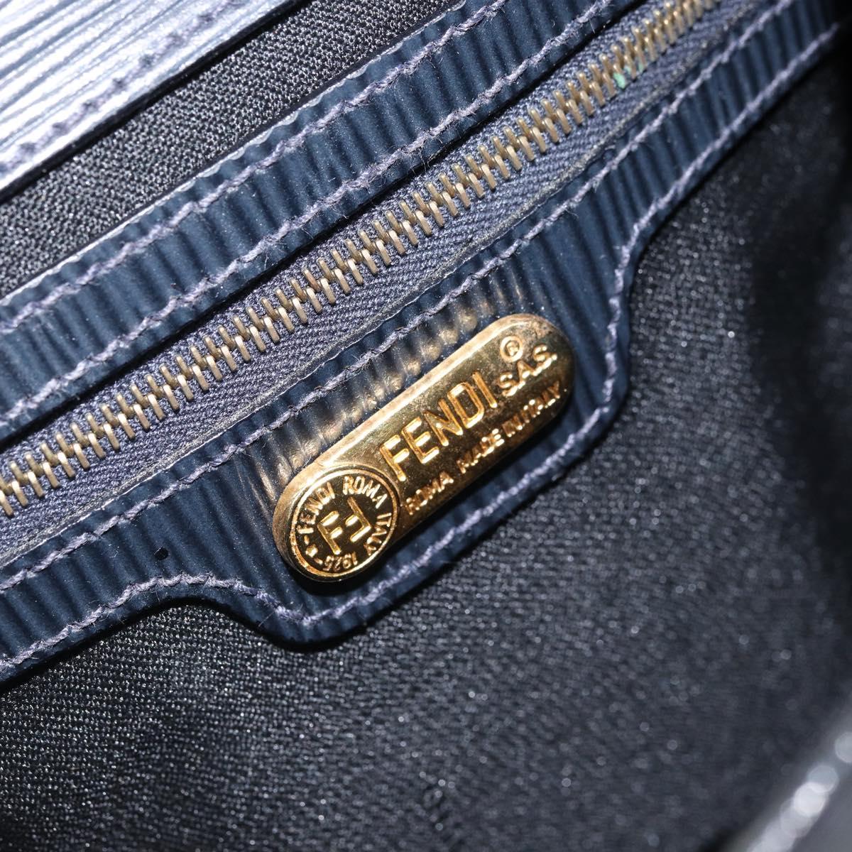 FENDI Shoulder Bag Leather Black Gold Auth LNZ677