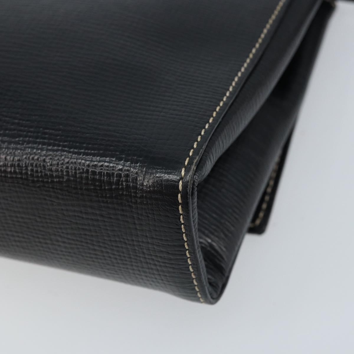 CELINE Circle Shoulder Bag Leather Black Silver Auth LNZ679V