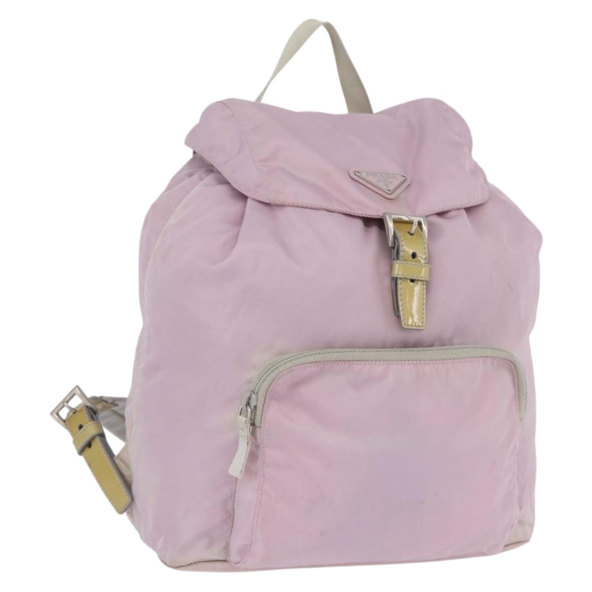 PRADA Backpack Nylon Pink Silver Auth LNZ680