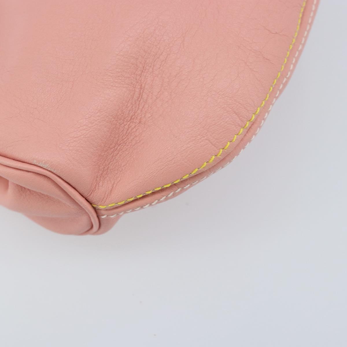 Salvatore Ferragamo Chain Vala Pouch Leather Pink Gold Auth LNZ683A