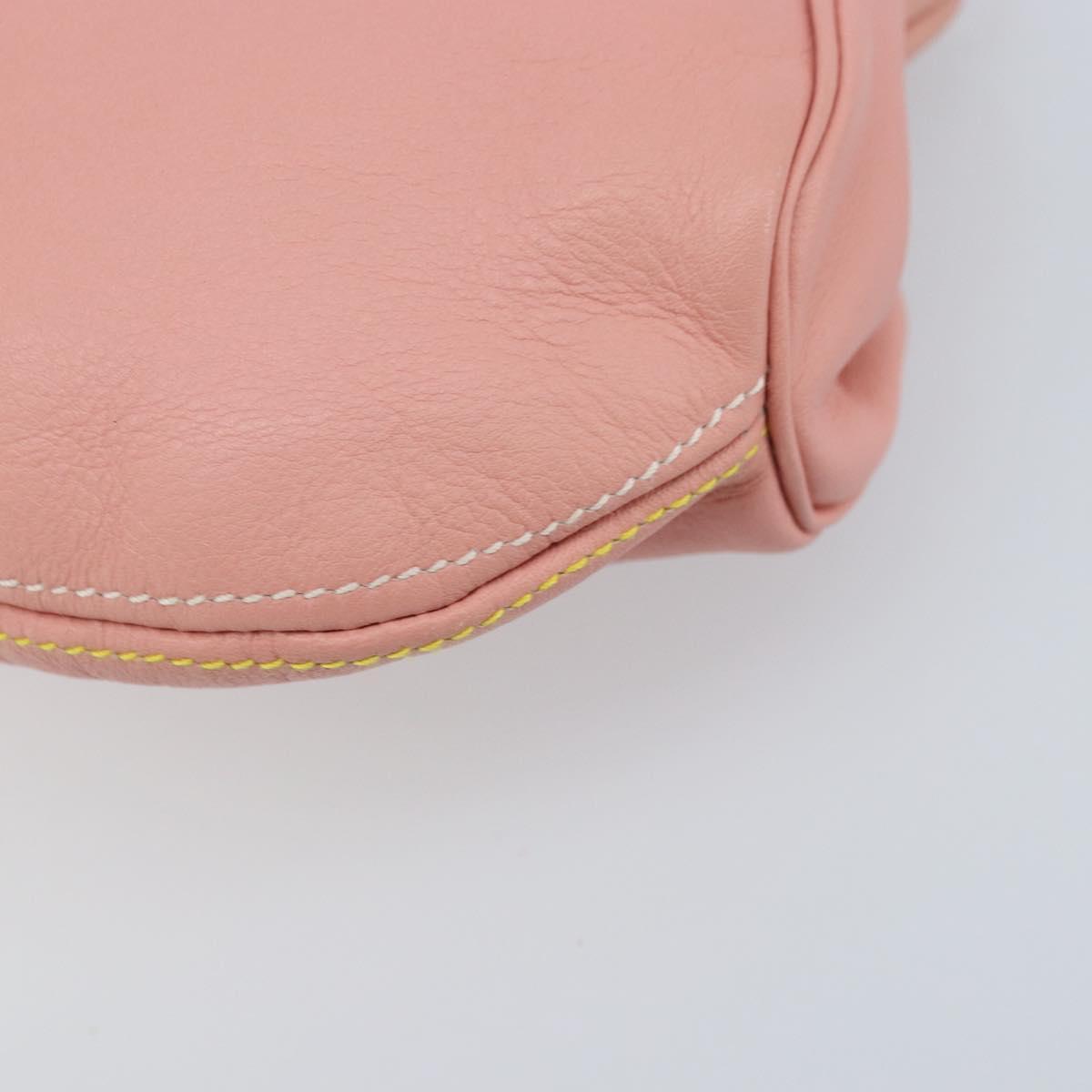 Salvatore Ferragamo Chain Vala Pouch Leather Pink Gold Auth LNZ683A