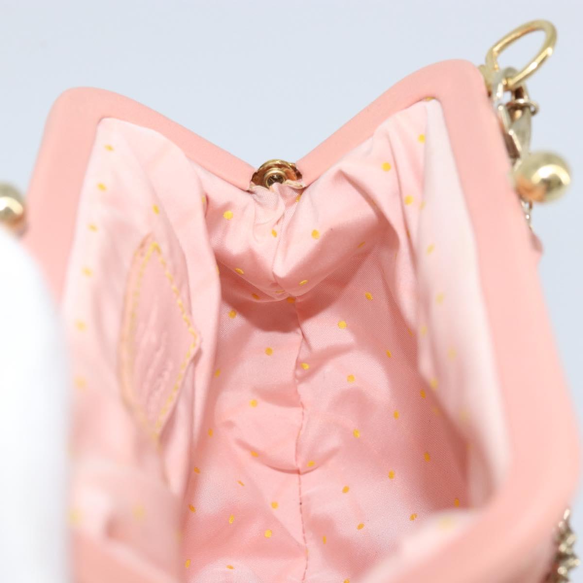 Salvatore Ferragamo Chain Vala Pouch Leather Pink Gold Auth LNZ683A