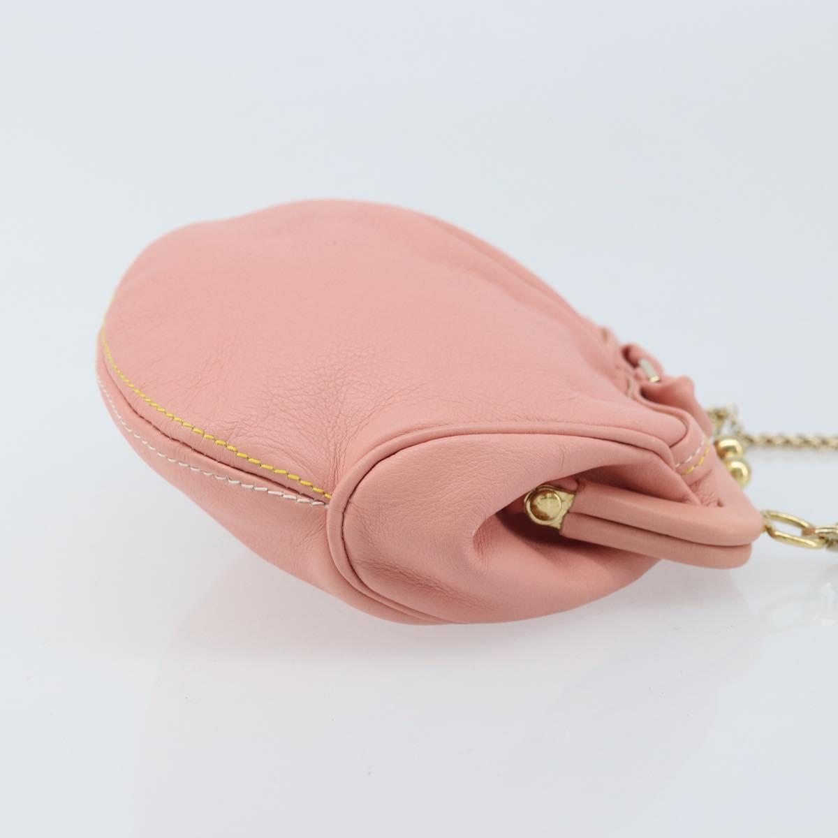 Salvatore Ferragamo Chain Vala Pouch Leather Pink Gold Auth LNZ683A
