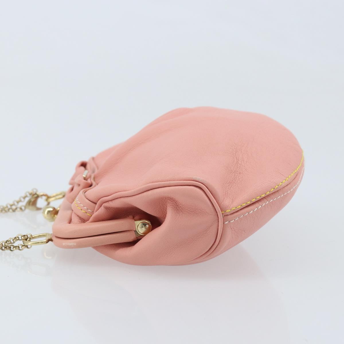 Salvatore Ferragamo Chain Vala Pouch Leather Pink Gold Auth LNZ683A